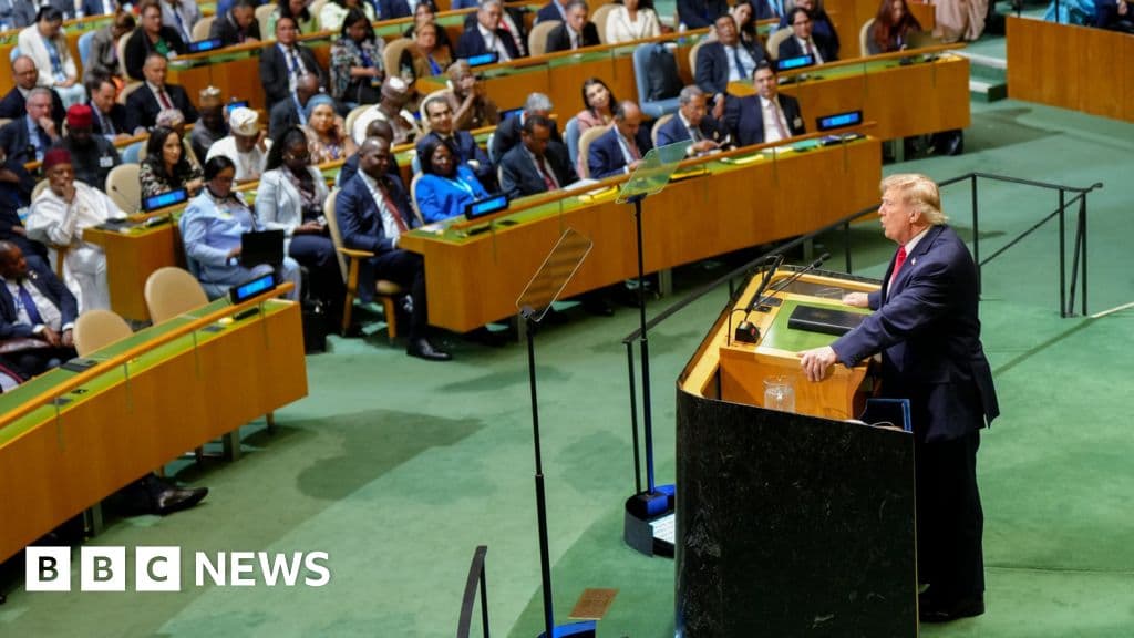 American power, AI and a walkout - key moments from Trump's UN speech