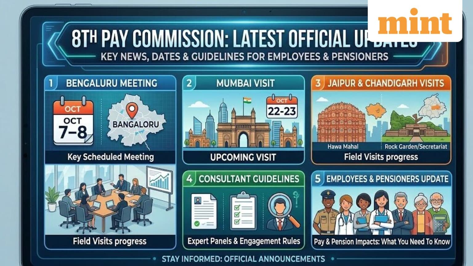 Top 5 most recent 8th Pay Commission updates: Mumbai visit, Bengaluru meeting and more